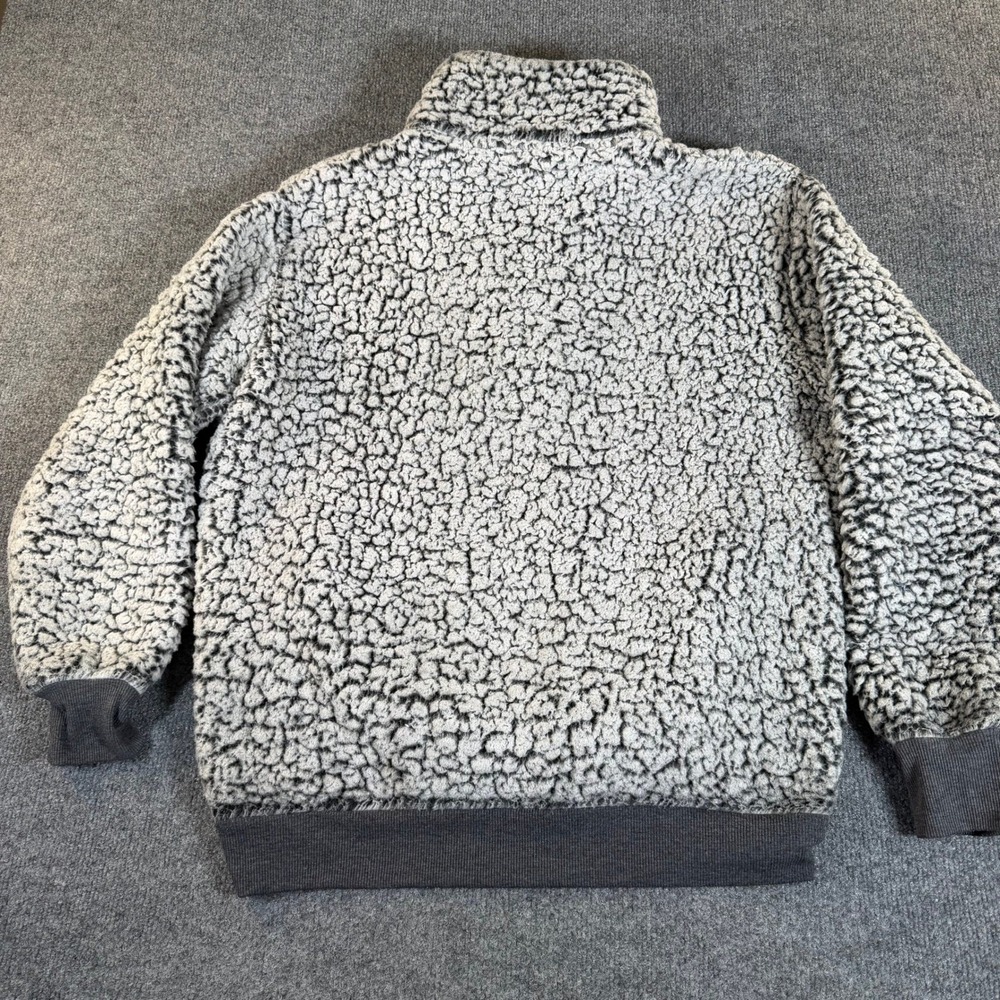 Express Mens Gray Sherpa Fleece Quarter Zip Pullover‎ Faux Fur Jacket XS #3606 - Picture 4 of 7